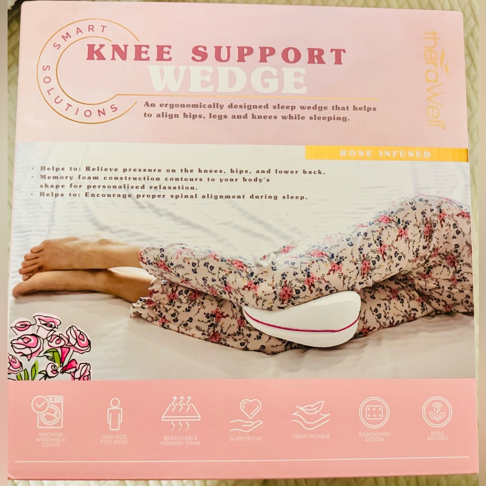 Rose Infused Knee Support Wedge Pillow - White